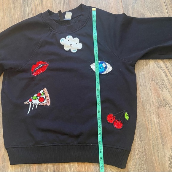 H&M Divided Black Sequin Patch Sweatshirt Size Small - Picture 9 of 12